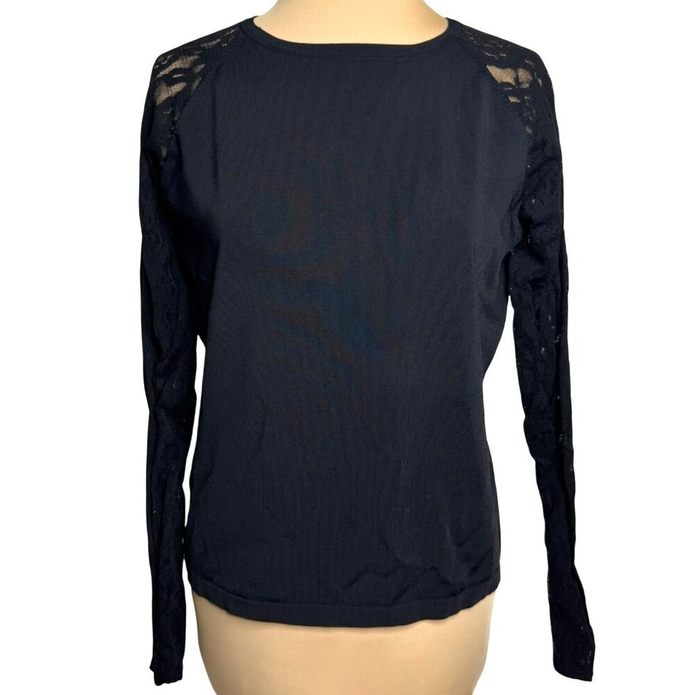 Laura Leigh Ltd Black Lace Sleeve Womens Top XL Stretch